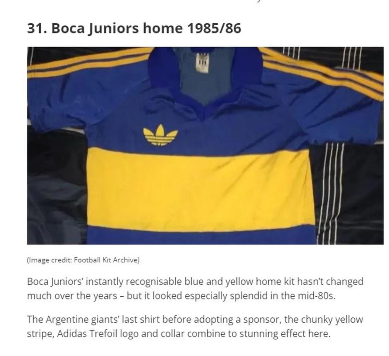 Puesto 31 para la camiseta de Boca. Foto: FourFourTwo