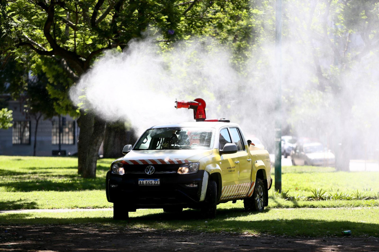 Desinfección en CABA. Foto: Télam