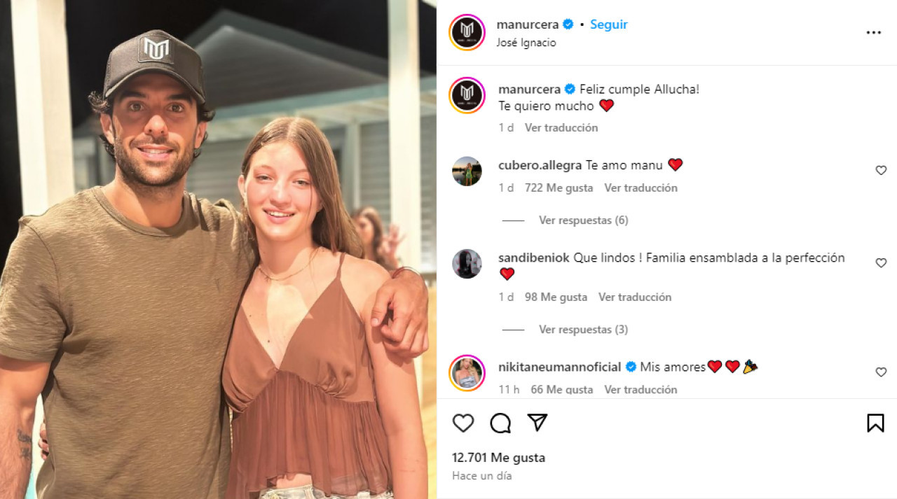 El posteo de Manu Urcera por el cumpleaños de Allegra. Foto: Captura de pantalla.