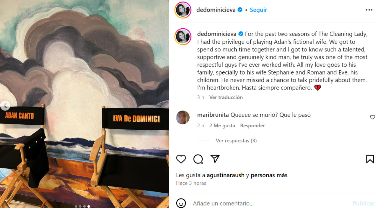 El dolor de Eva de Dominici. Foto: Instagram.