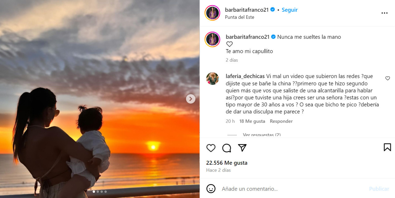 La tierna publicación de Barby Franco.