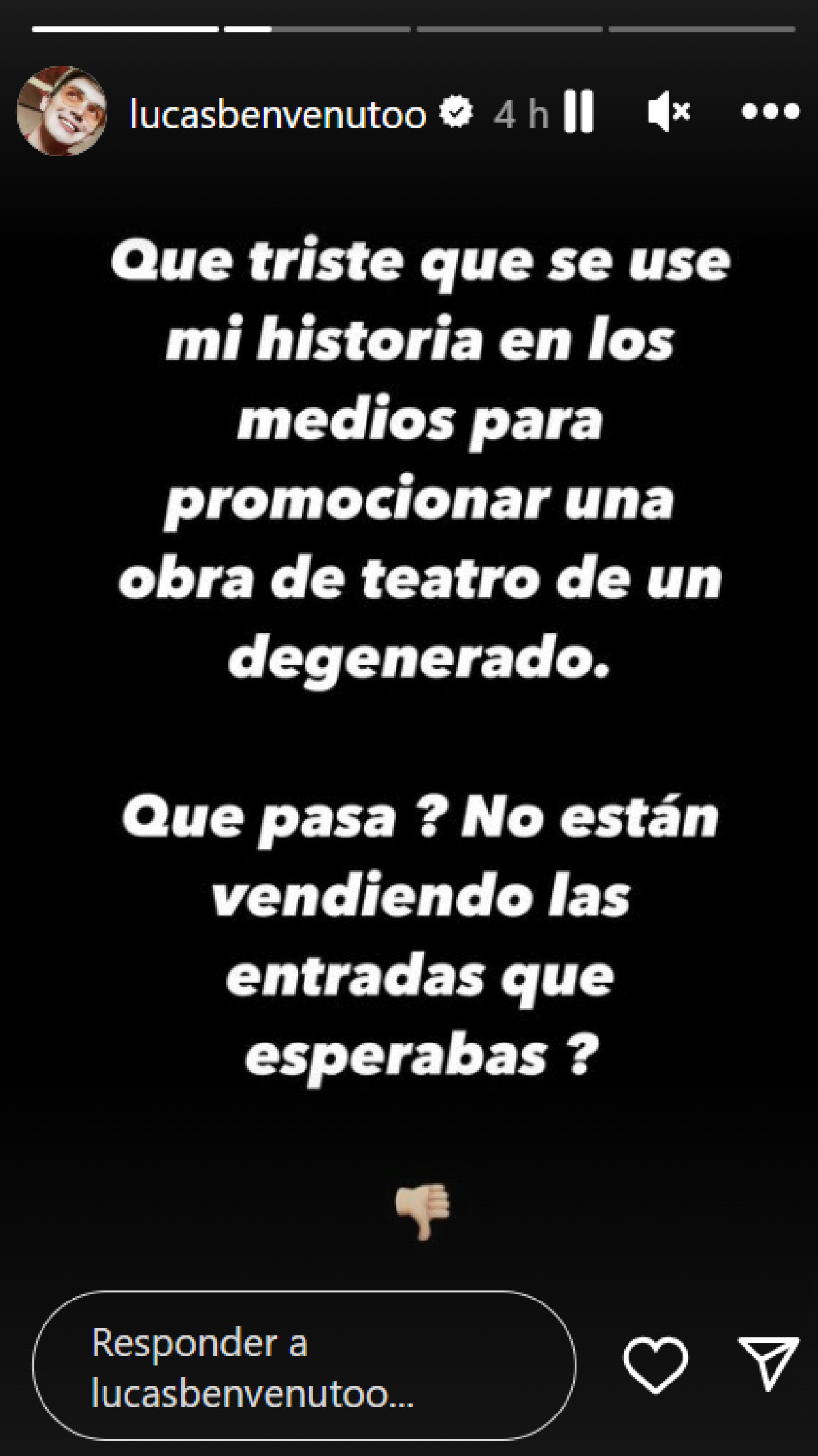 La historia de Lucas Benvenuto luego de las declaraciones de Jey Mammon. Foto: Instagram.