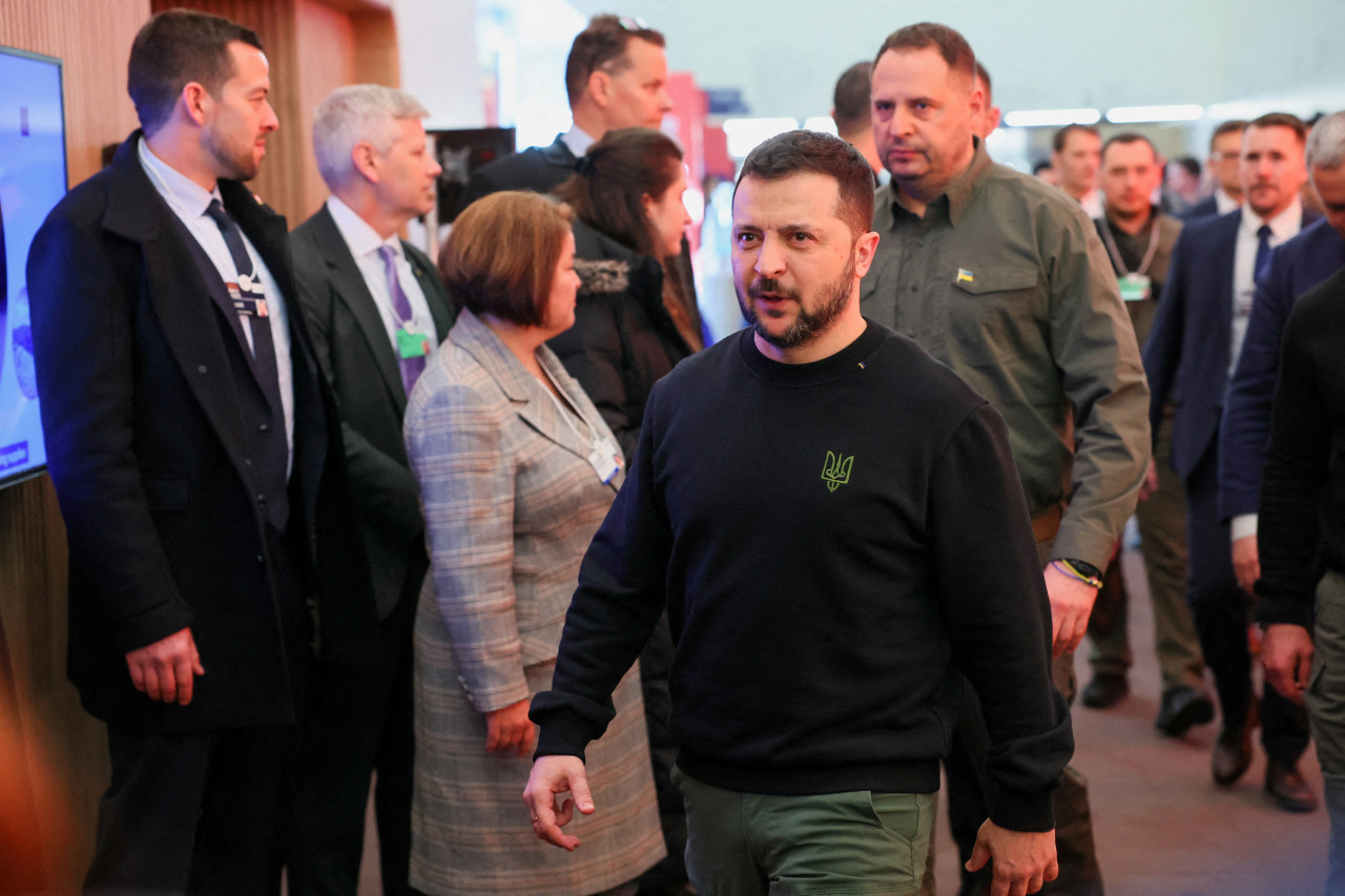 El presidente de Ucrania, Volodímir Zelenski, en el foro de Davos. Reuters