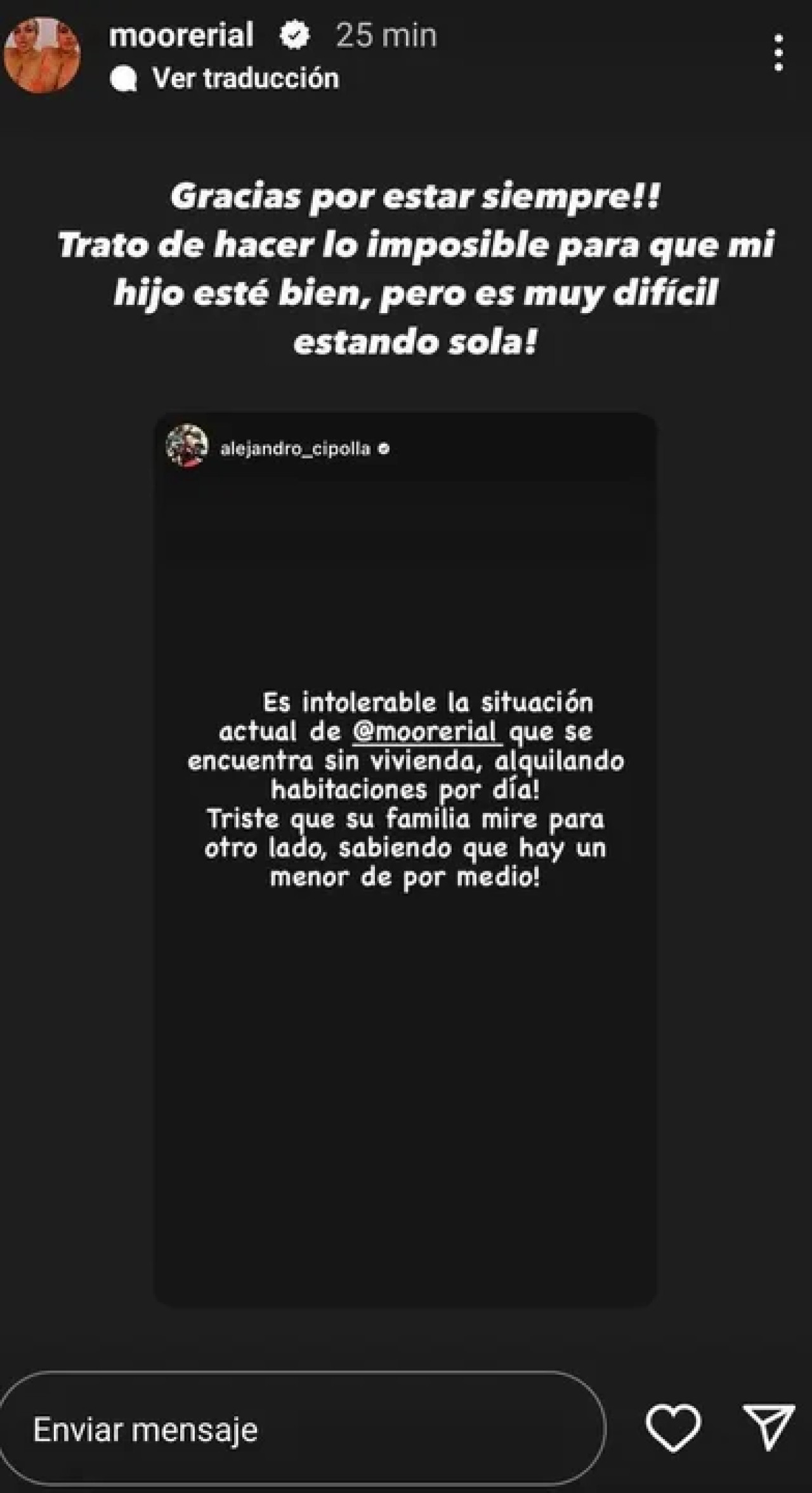 El descargo de More Rial. Foto: Instagram.