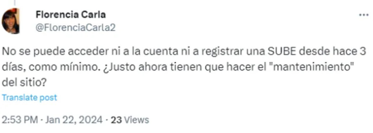 El problema que detectaron los usuarios para poner la tarjeta SUBE a su nombre. Foto NA.