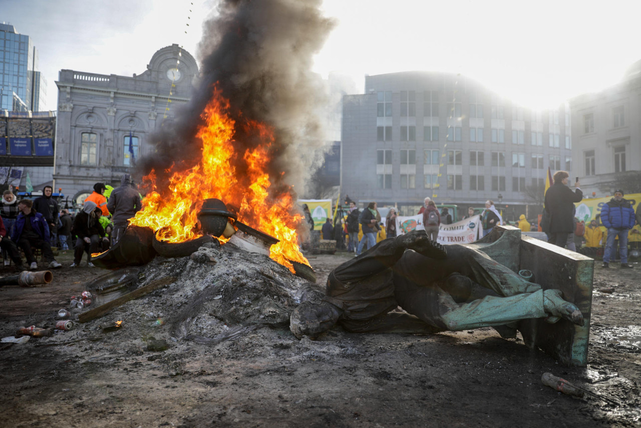 Protesta de agricultores en Bélgica. Foto: EFE