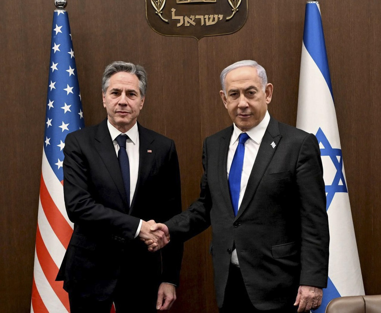 El secretario de Estado de EEUU, Antony Blinken, y el primer ministro israelí Benjamín Netanyahu. Foto: EFE.