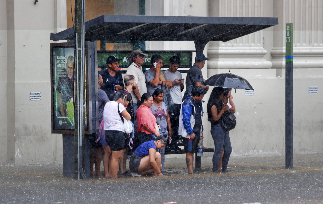 Diluvio e inundación en la Ciudad. Foto: NA.