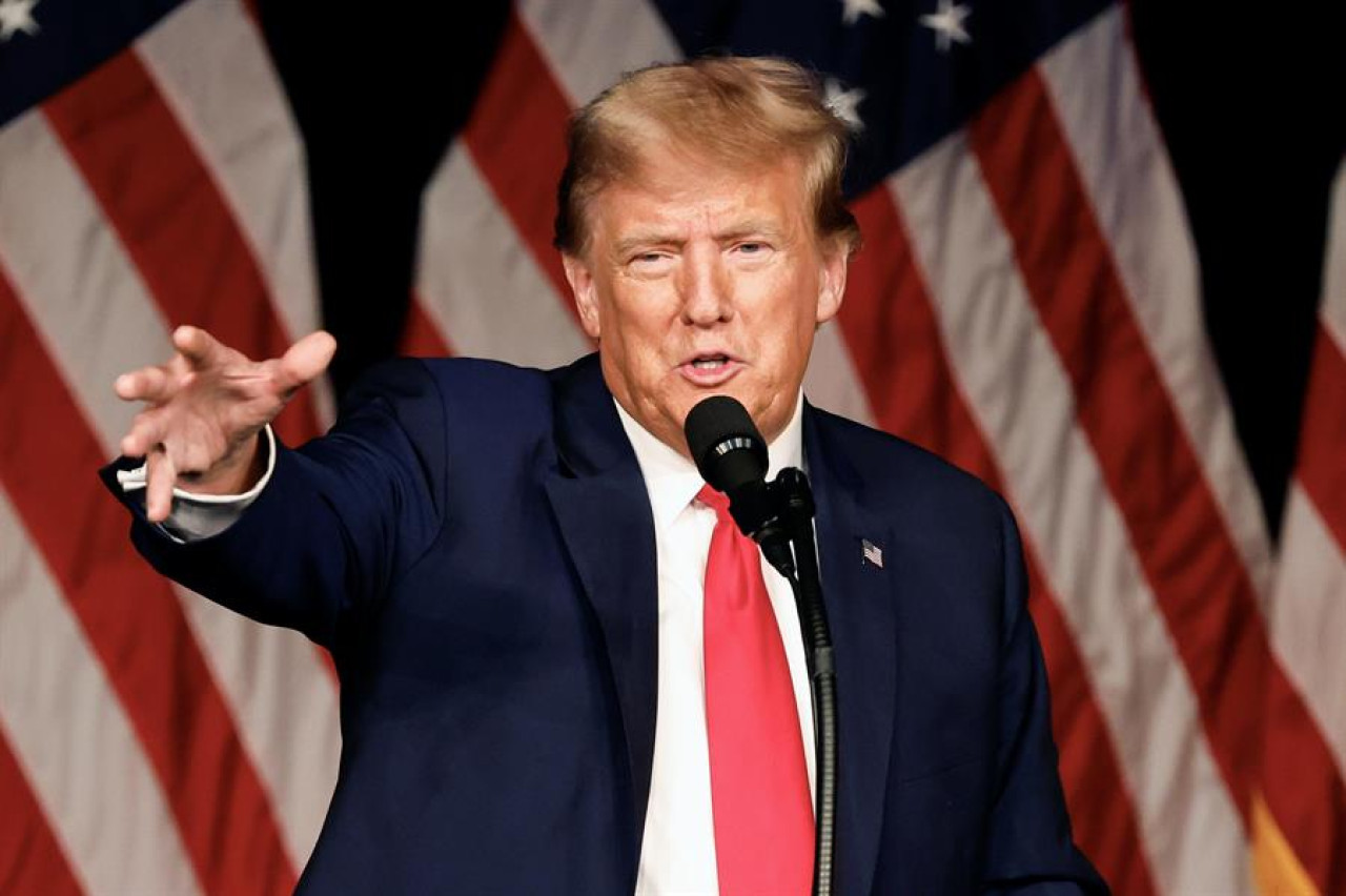 Trump en su campaña organizada por el caucus Night Watch Party en el Treasure Island Resort & Casino, Las Vegas, Nevada. Efe