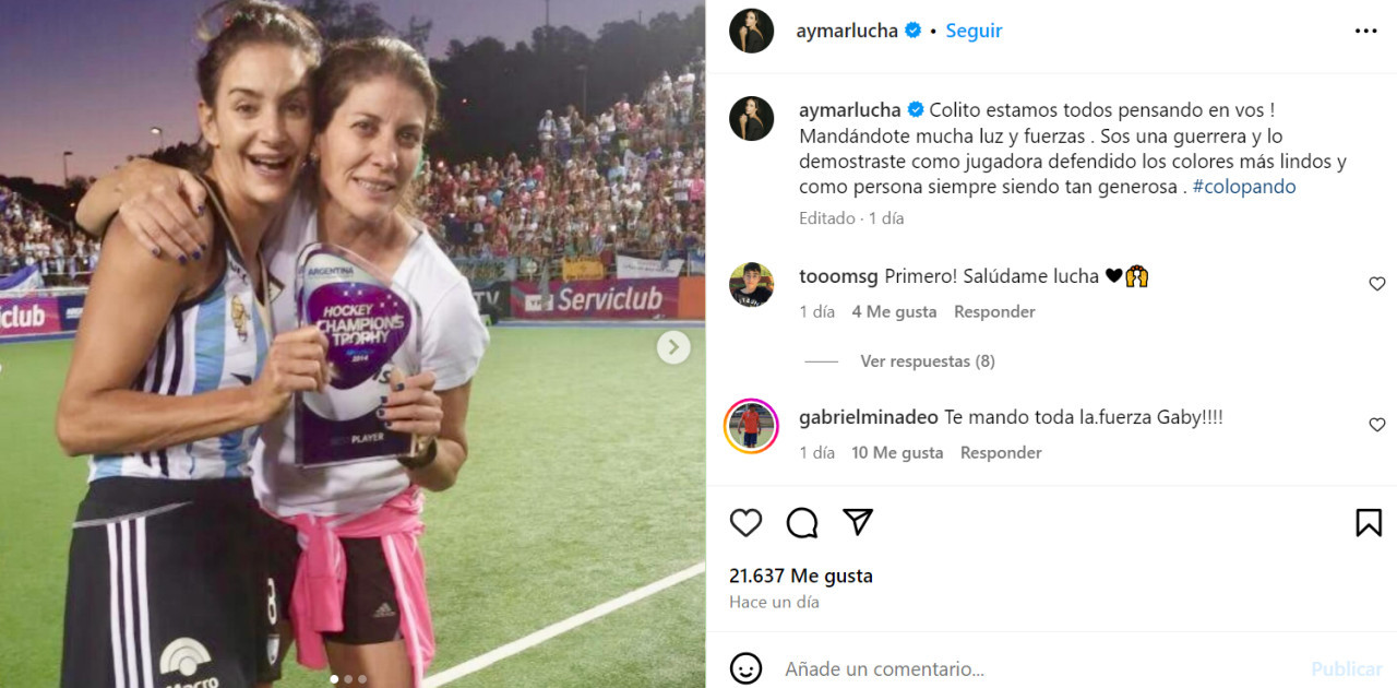 El mensaje de Luciana Aymar. Foto: Instagram.