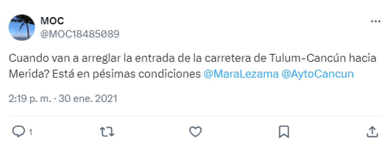 Un usuario ya venía pidiendo por el mantenimiento de la ruta desde el 2021.