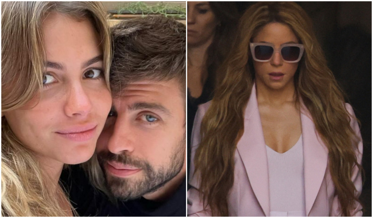 Clara Chía, Gerard Piqué y Shakira. Foto: Instagram - Reuters.