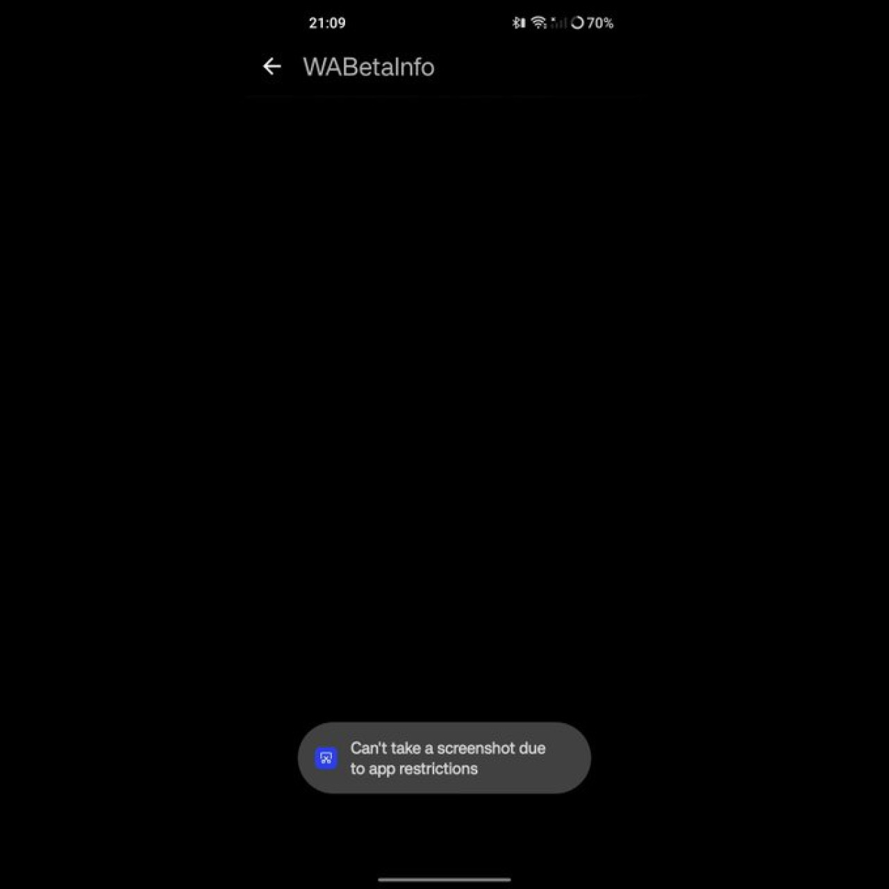 La notificación al sacar capturas de pantalla. Foto: WaBetaInfo