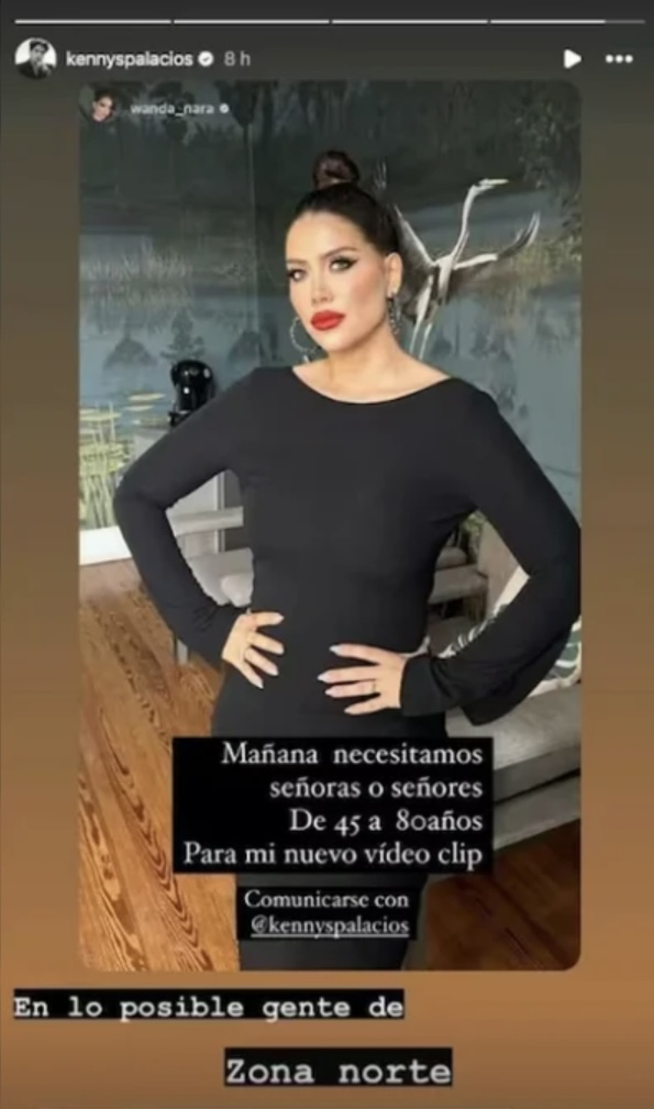 La convocatoria abierta de Wanda Nara para su nuevo videoclip. Foto Instagram.