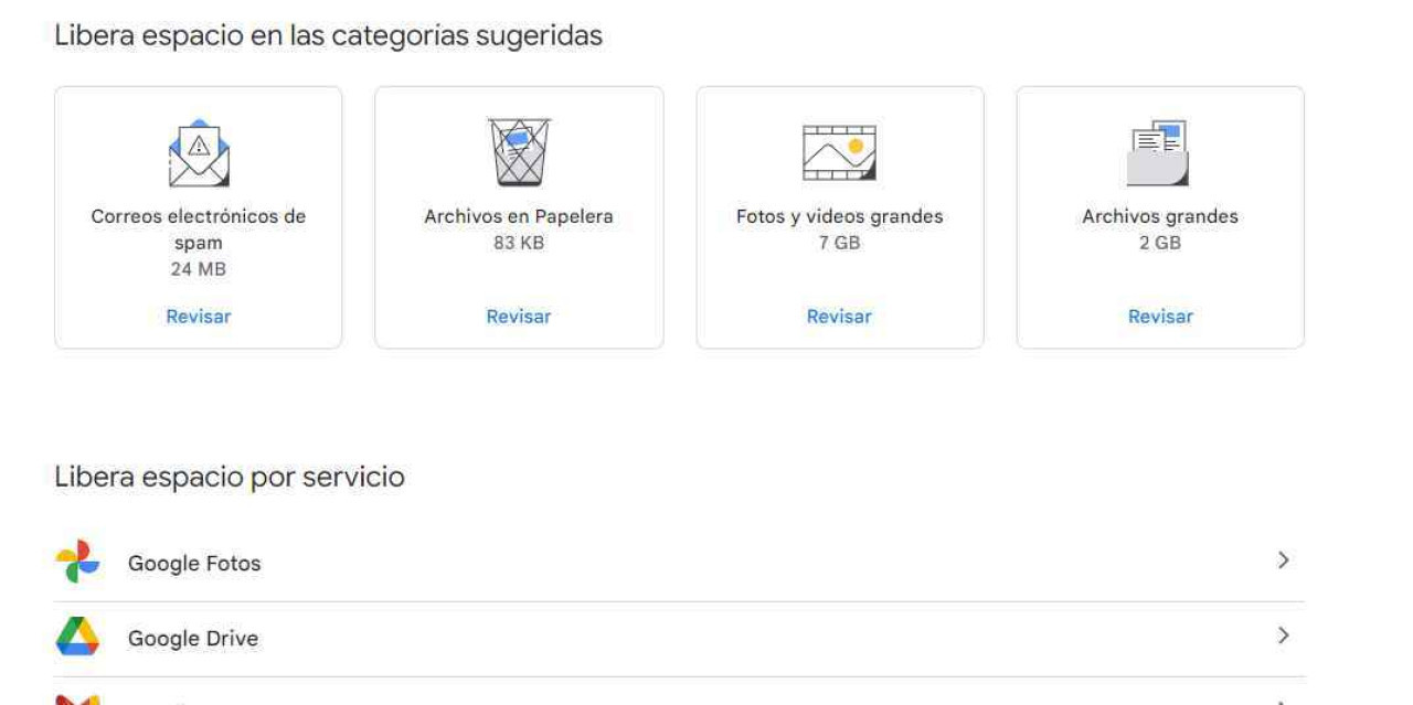 Cómo liberar espacio de Gmail. Foto: Captura de pantalla.