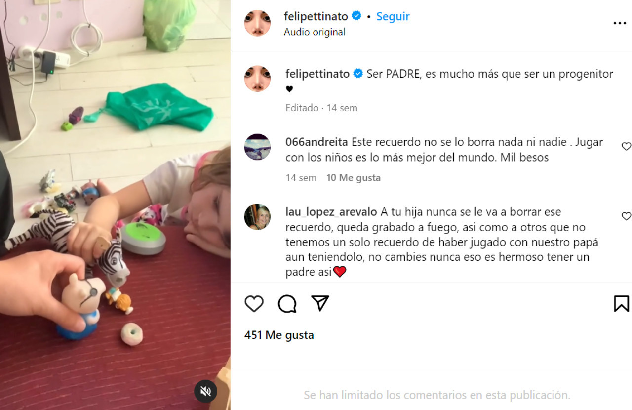 El posteo de Felipe Pettinato. Foto: Instagram.