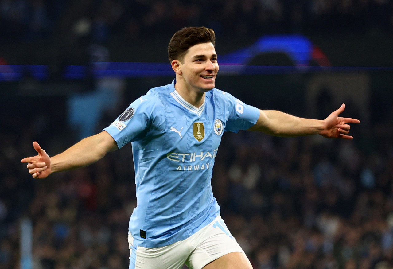 Festejo de Julián Álvarez para el Manchester City. Foto: REUTERS.