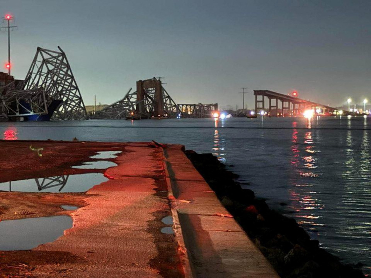 Derrumbe del puente de Baltimore, Estados Unidos. Foto: Reuters.