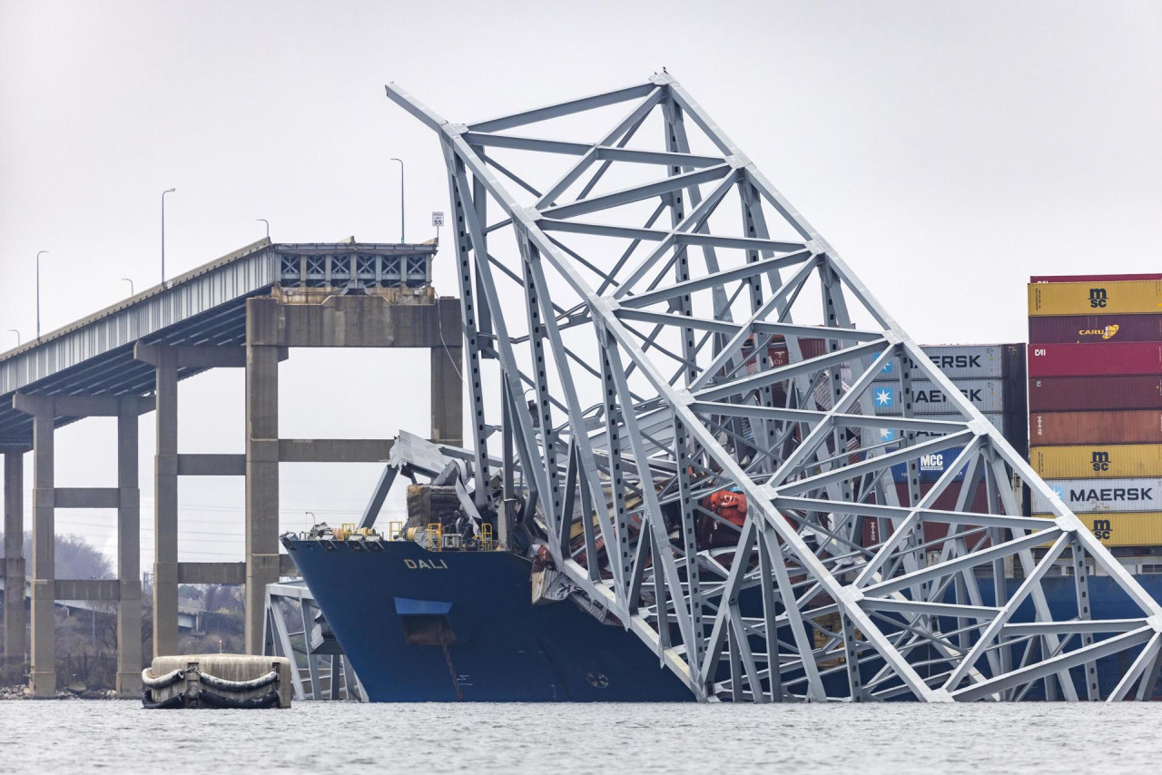 La zona del puente derrumbado en Baltimore. Foto: EFE.