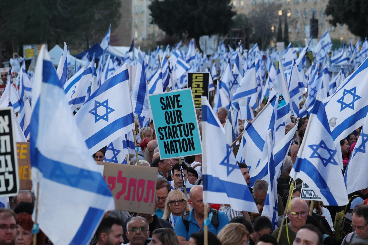 Protestas en Israel contra Benjamin Netanyahu. Foto: EFE.