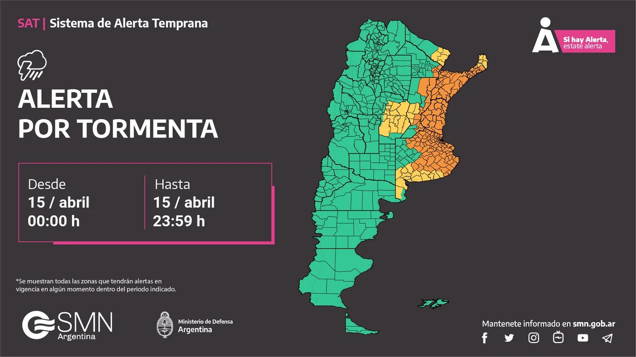 Mapa de alertas por tormentas