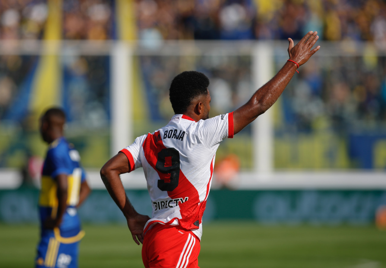 Miguel Borja; River vs Boca, Copa de la Liga. Foto: NA