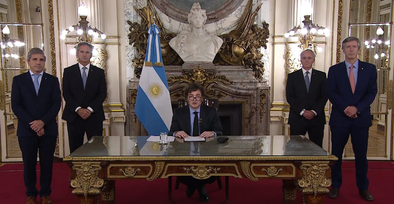 Cadena Nacional del Presidente Javier Milei. Foto: Captura de X/ @OPRArgentina