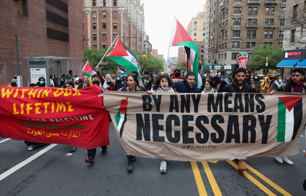 Manifestaciones propalestinas en Yale. Foto Reuters.