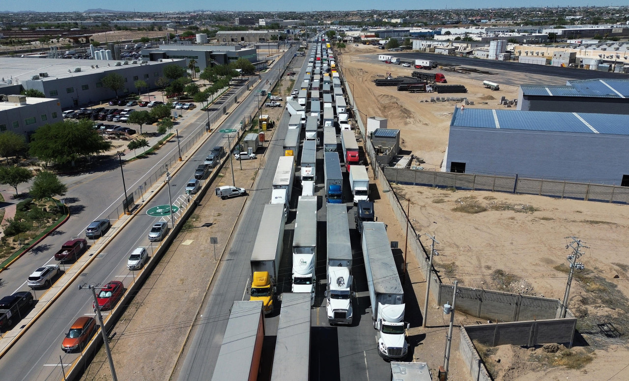 Bloqueo de Texas a exportaciones mexicanas. Foto: EFE