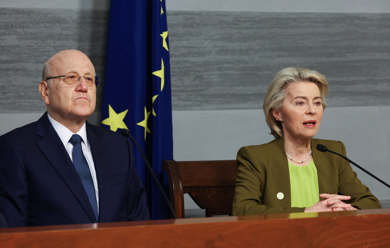 Najib Mikati y Ursula Von der Leyen. Foto: Reuters.