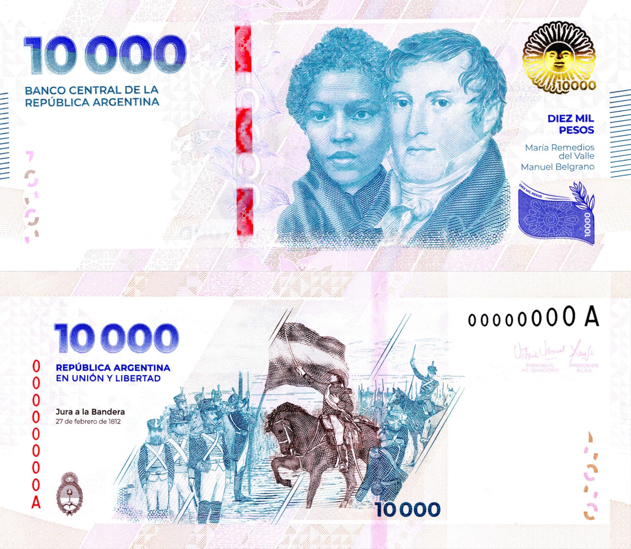 El nuevo billete de $10.000. Foto: NA