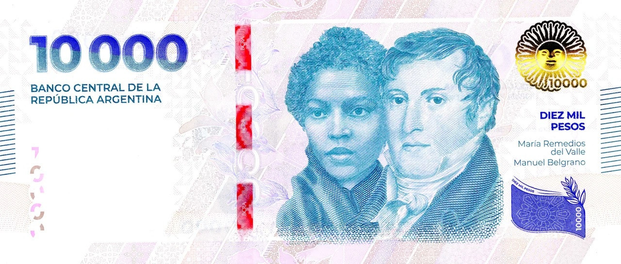 El nuevo billete de $10.000. Foto: NA