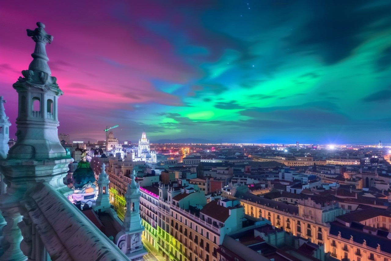 Aurora boreal en Madrid.