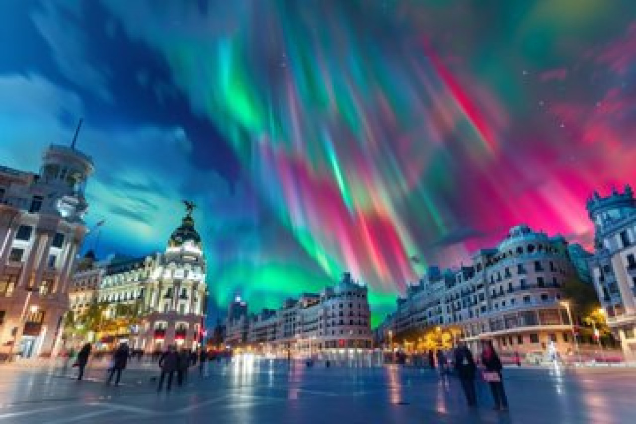 Aurora boreal en Madrid.