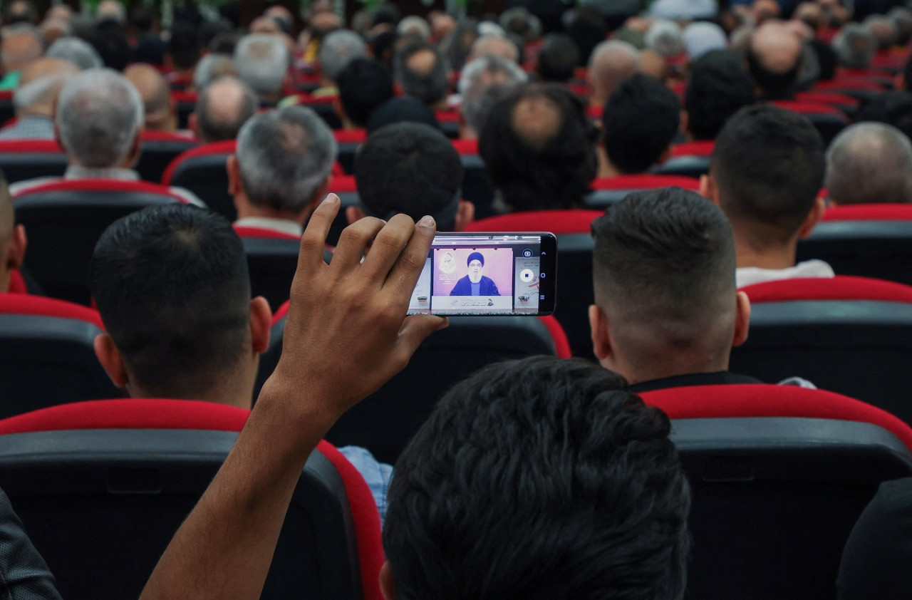 Discurso de Hasán Nasrala, líder de Hezbollah. Foto: Reuters.