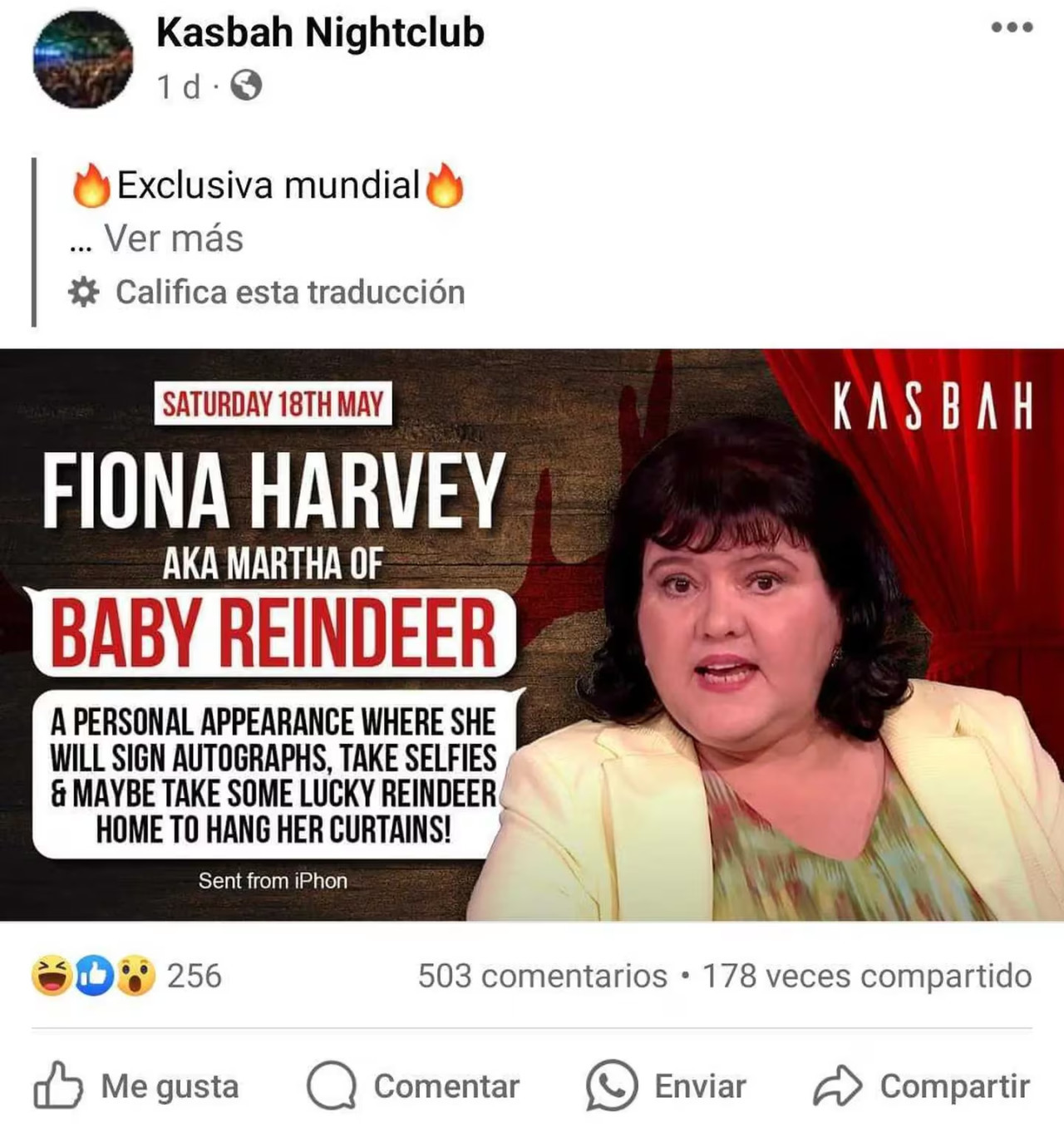 La presunta acosadora de Gadd quiere sacar provecho económico de la exposición que logró gracias a "Bebé reno". Foto: Facebook/Kasbah Nightclub