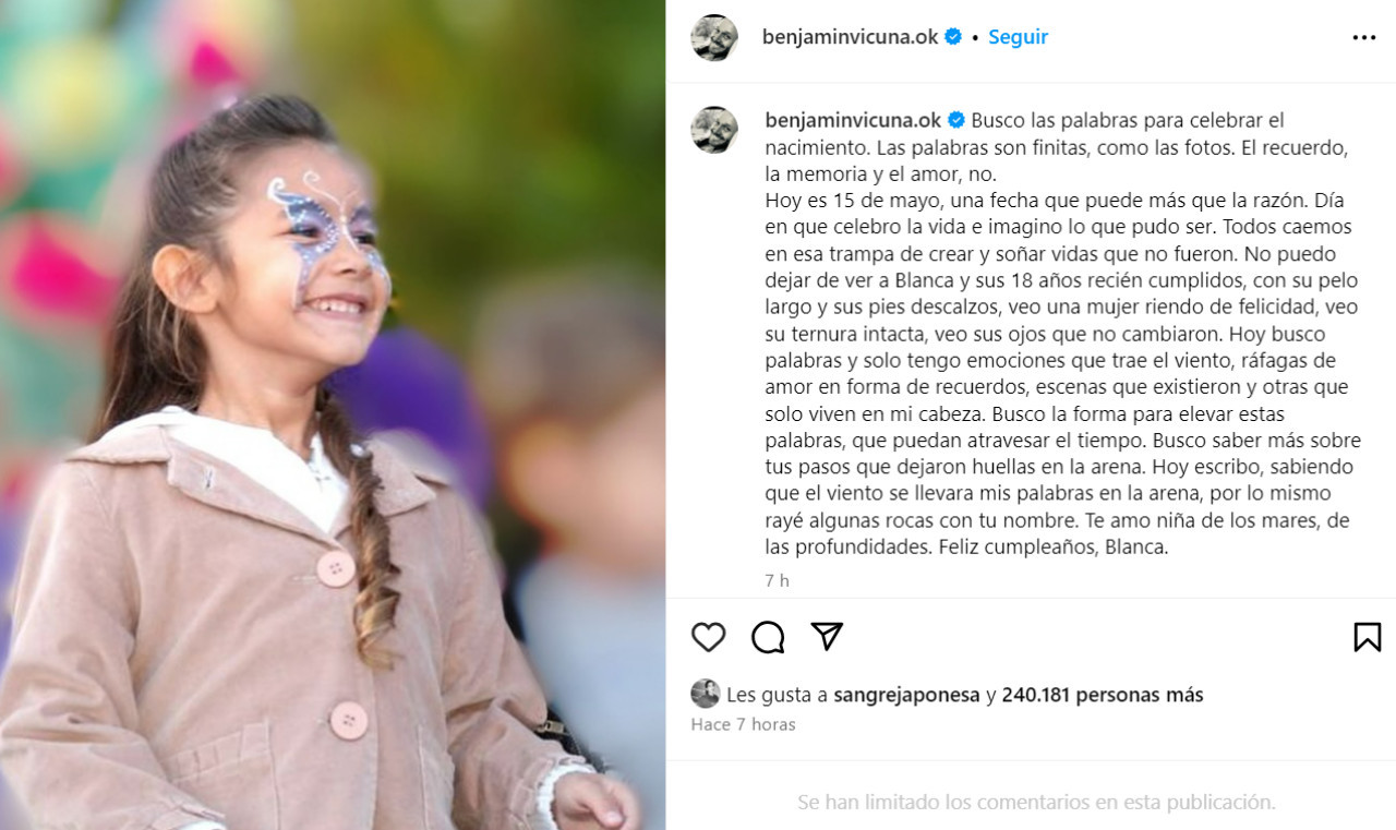 La reflexión de Benjamín Vicuña. Foto: Instagram.