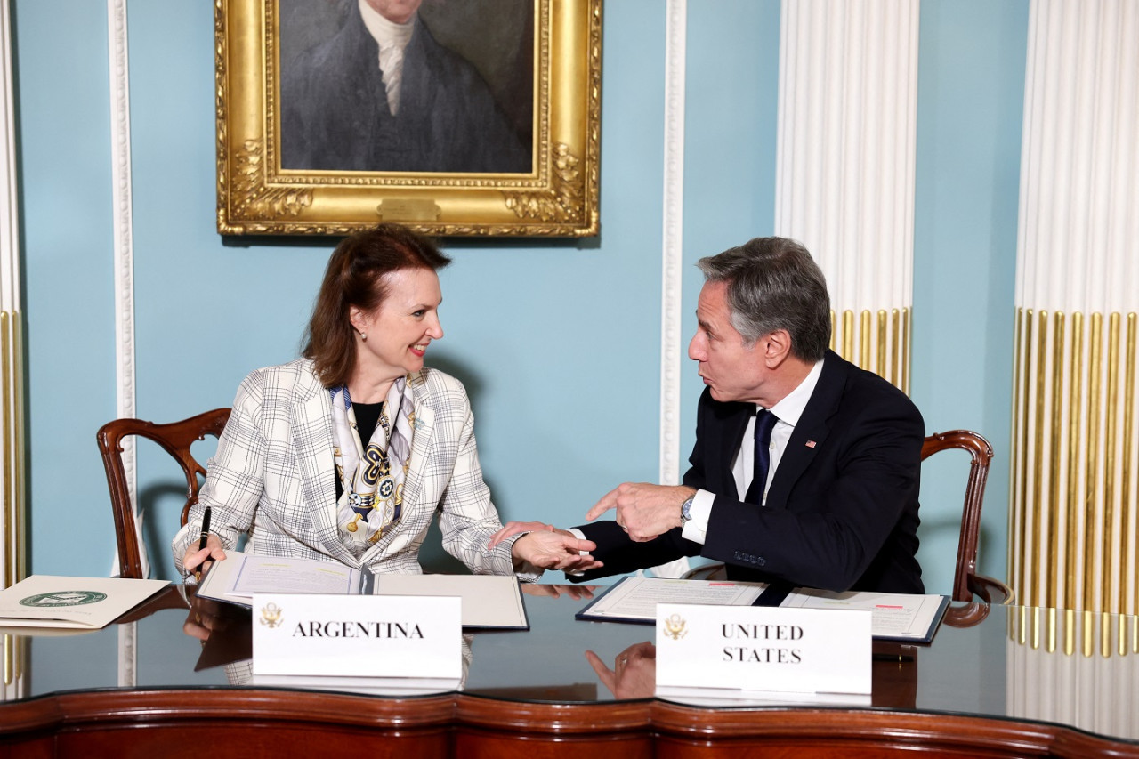 Diana Mondino y Antony Blinken. Foto: Reuters