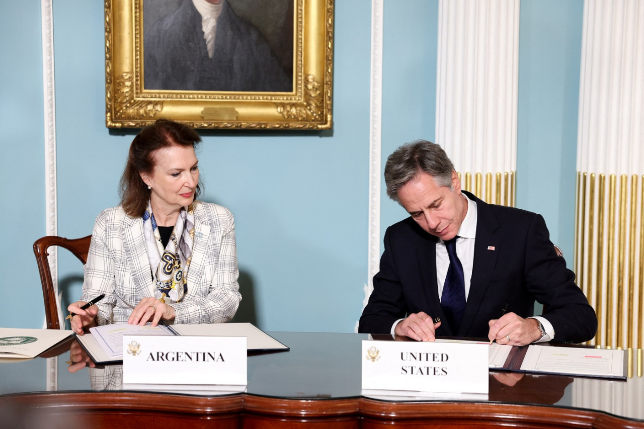 Diana Mondino y Antony Blinken. Foto: Reuters