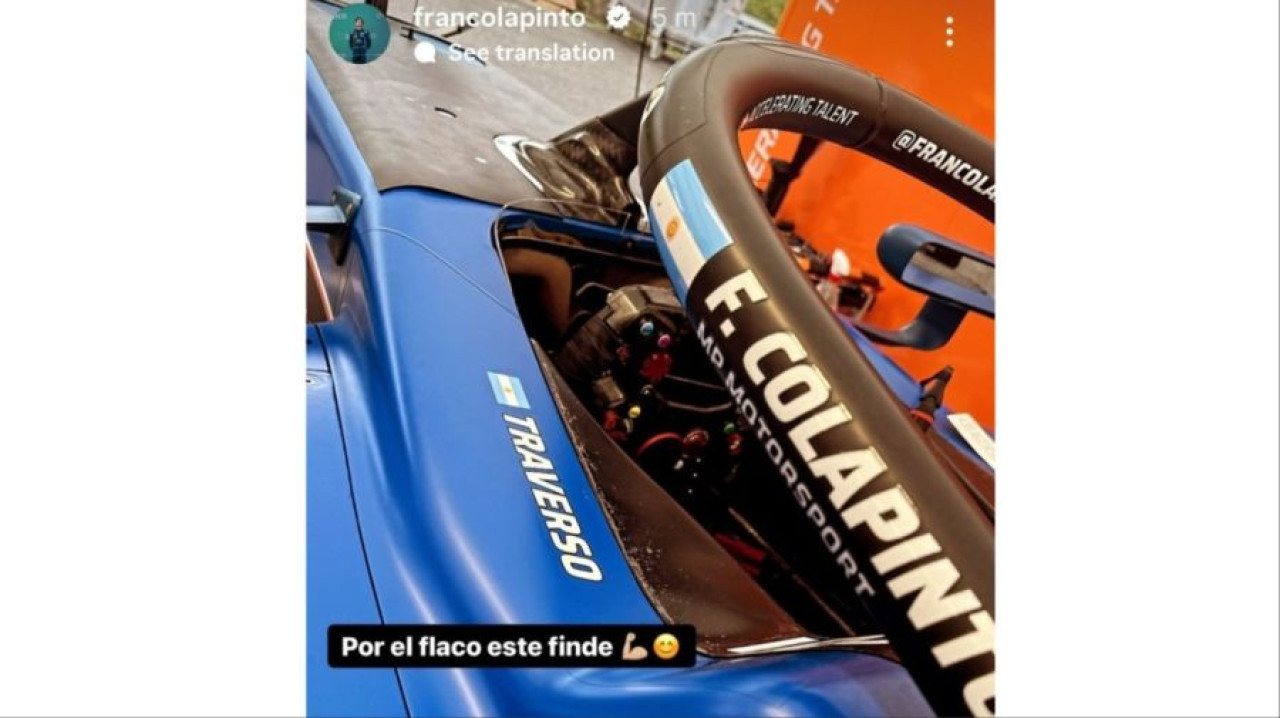 El homenaje de Franco Colapinto al Flaco Traverso. Foto: Instagram.