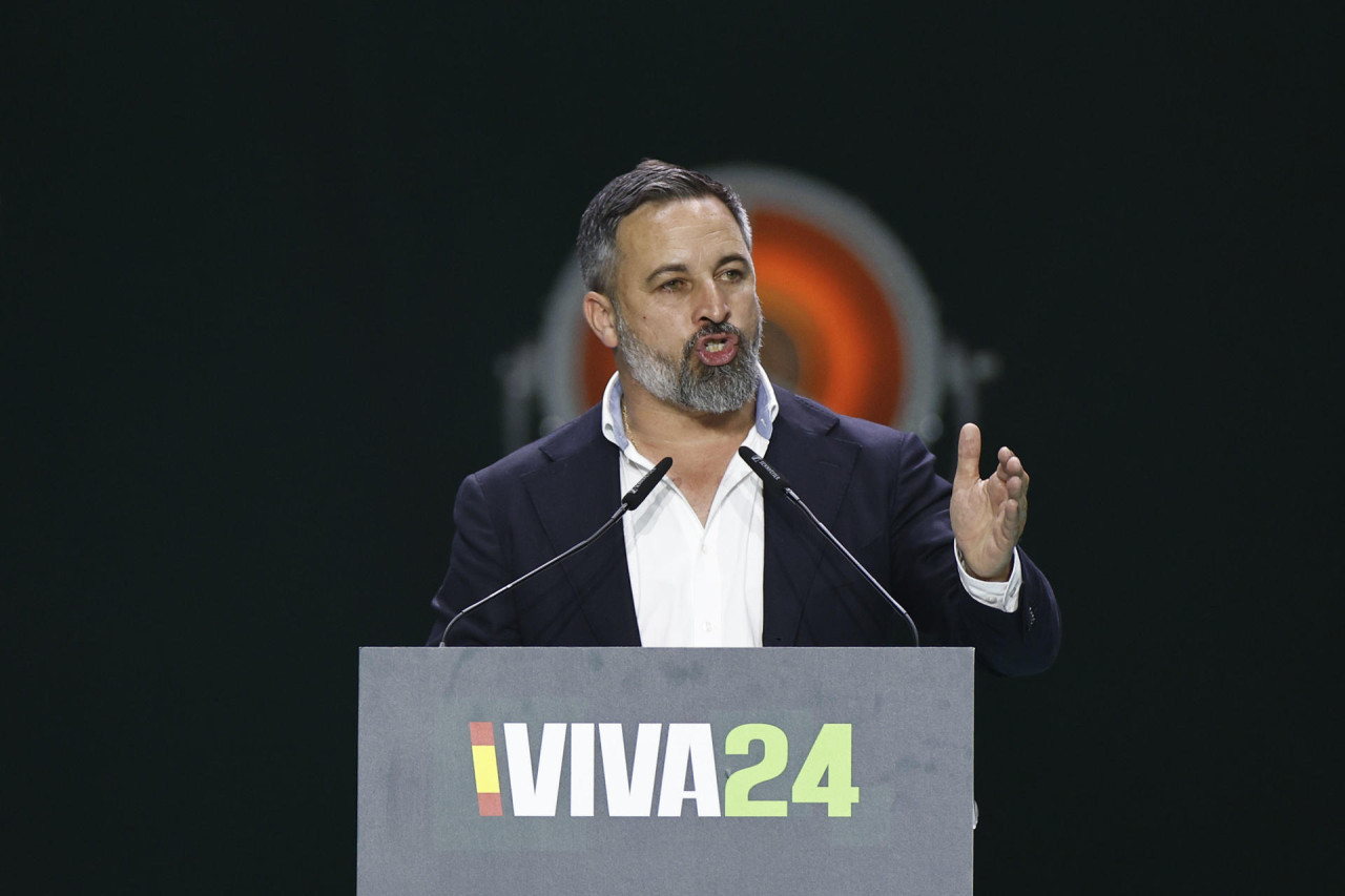 Santiago Abascal en el acto de Vox. Foto: EFE.