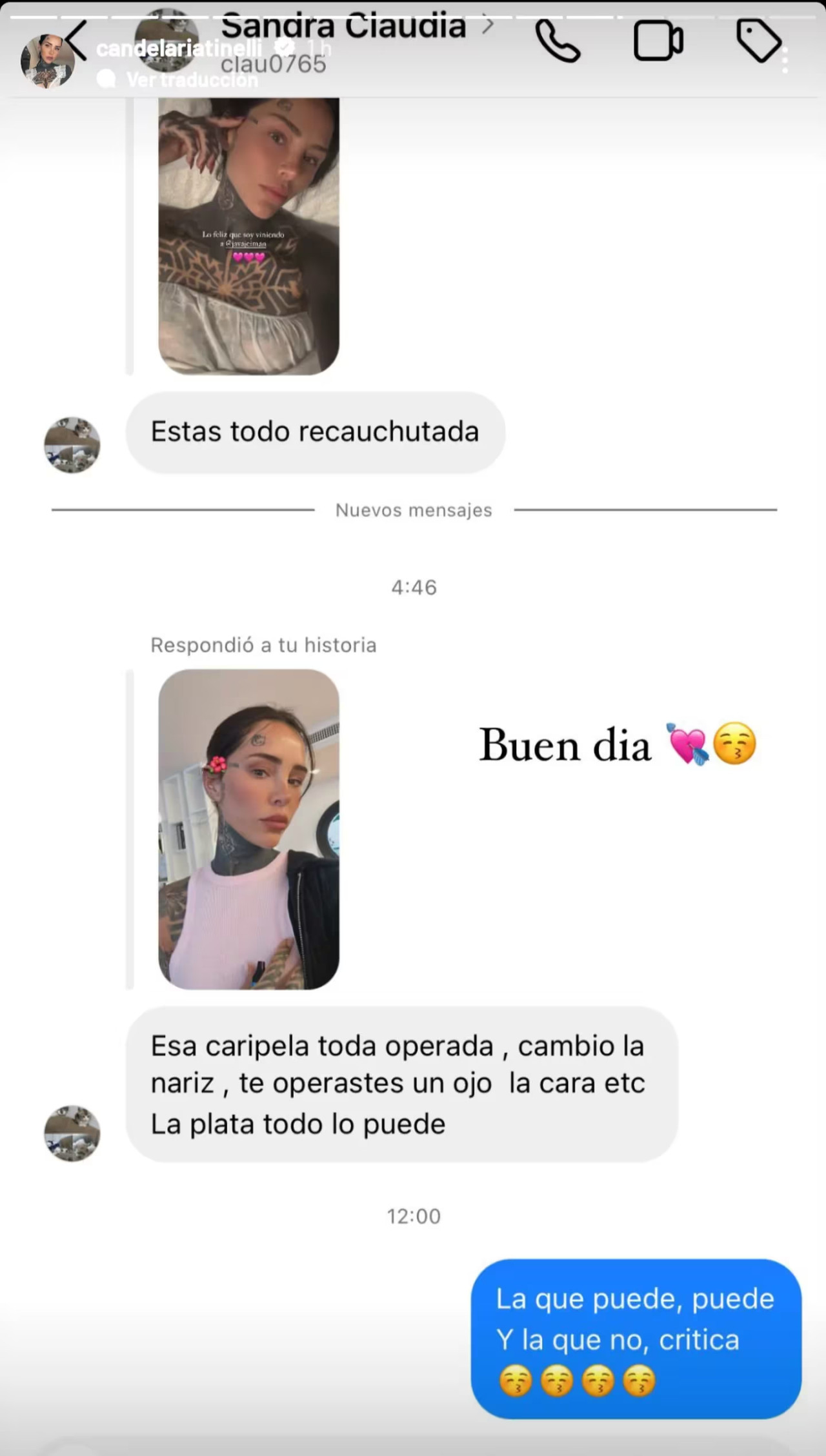 Cande Tinelli se ocupa de responder las críticas que recibe. Foto: Instagram.