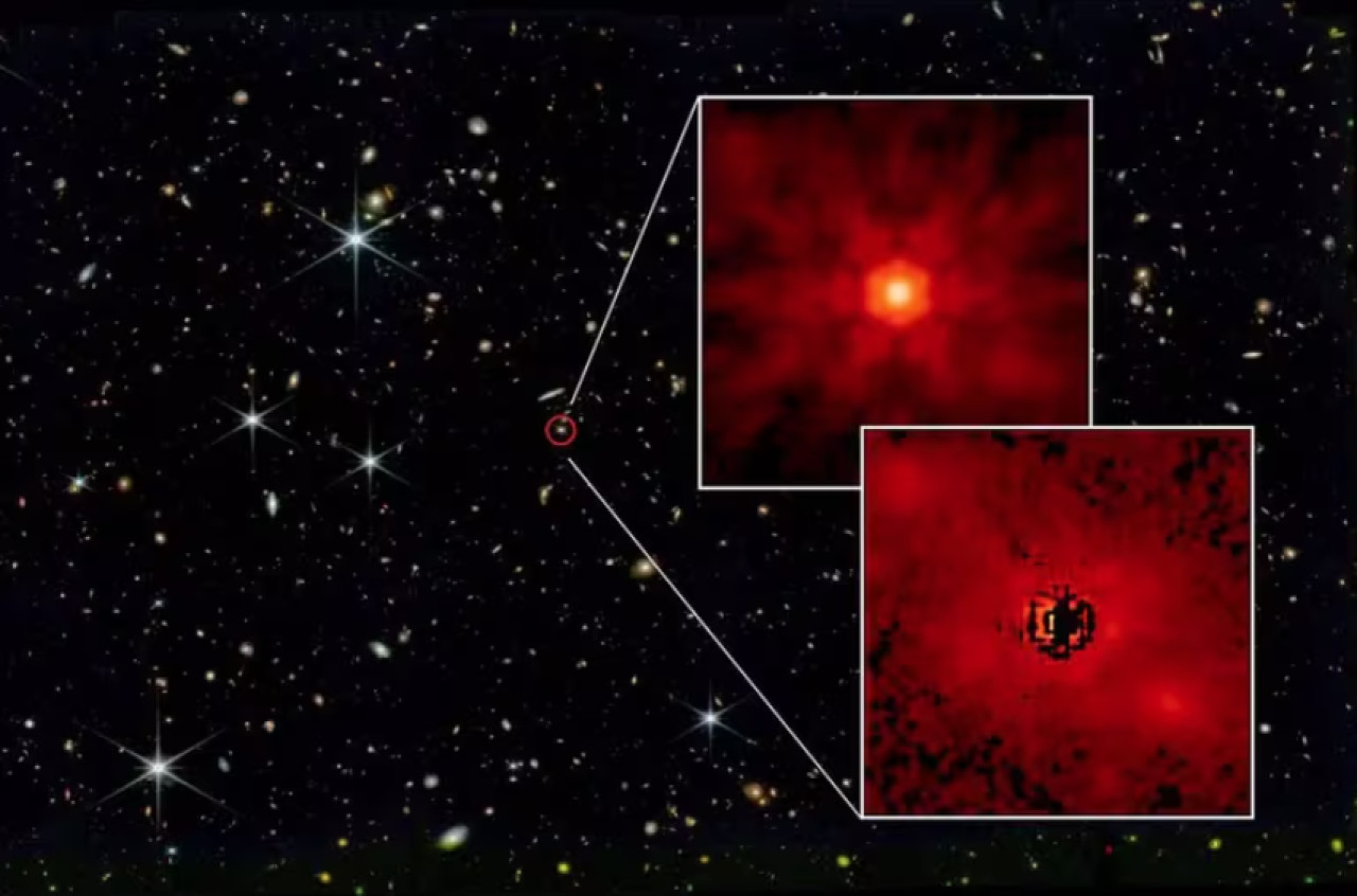 James Webb observa la galaxia más antigua conocida, 290 millones de años tras el Big Bang. Foto: NASA.