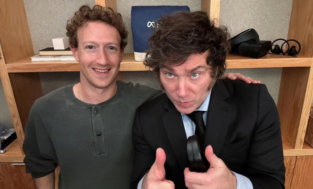 Javier Milei se reunió con Mark Zuckerberg. Foto: Instagram @javiermilei