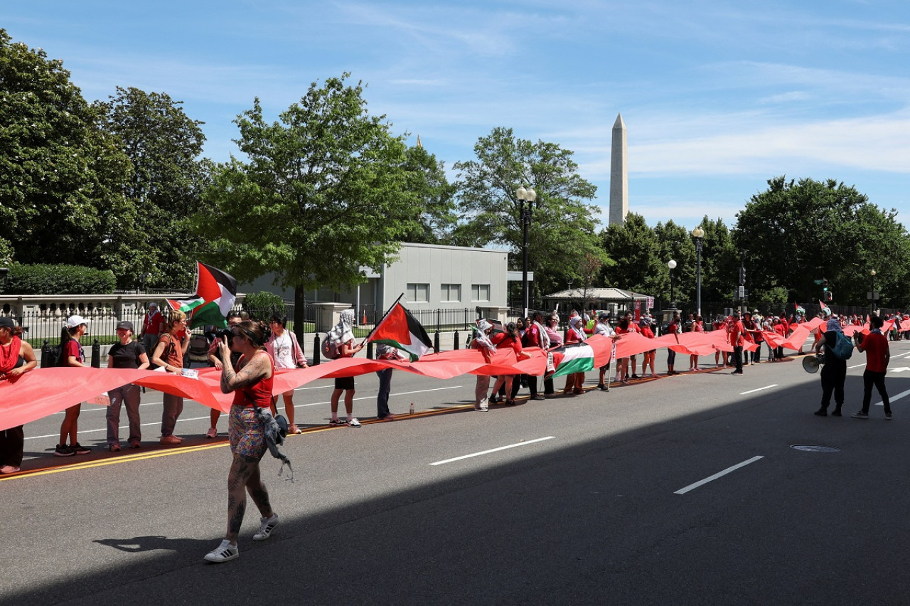 Protestas propalestinas frente a la Casa Blanca. Foto: Reuters.