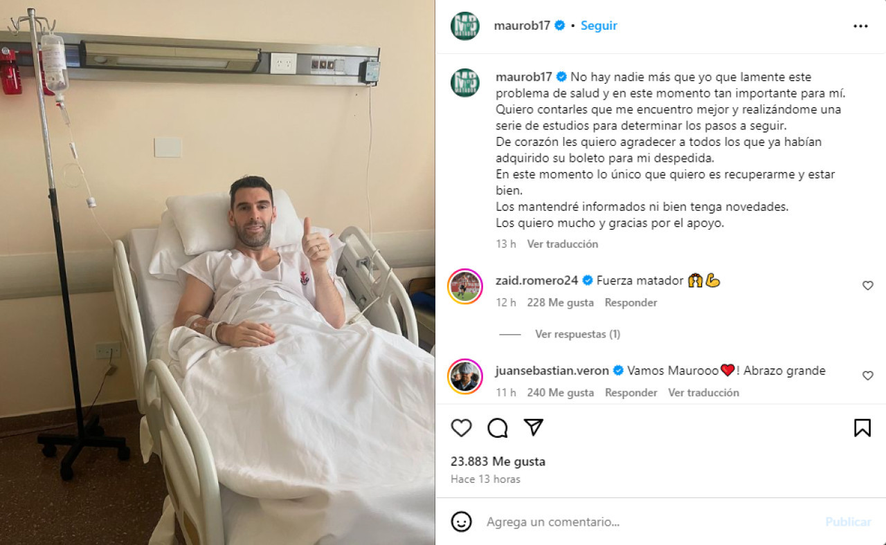 El mensaje de Mauro Boselli tras ser internado. Foto: Instagram.