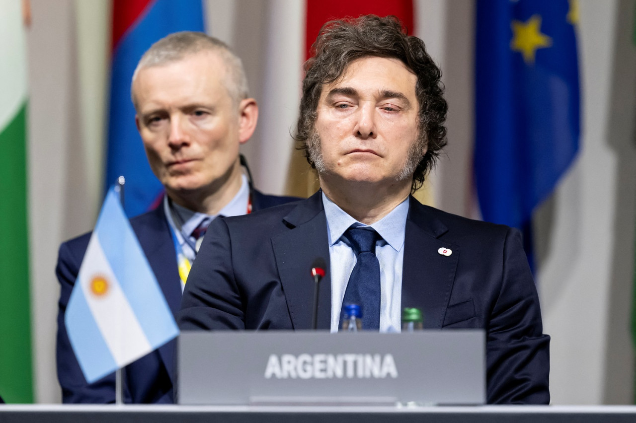 Javier Milei en la Cumbre por la Paz en Ucrania. Foto: Reuters