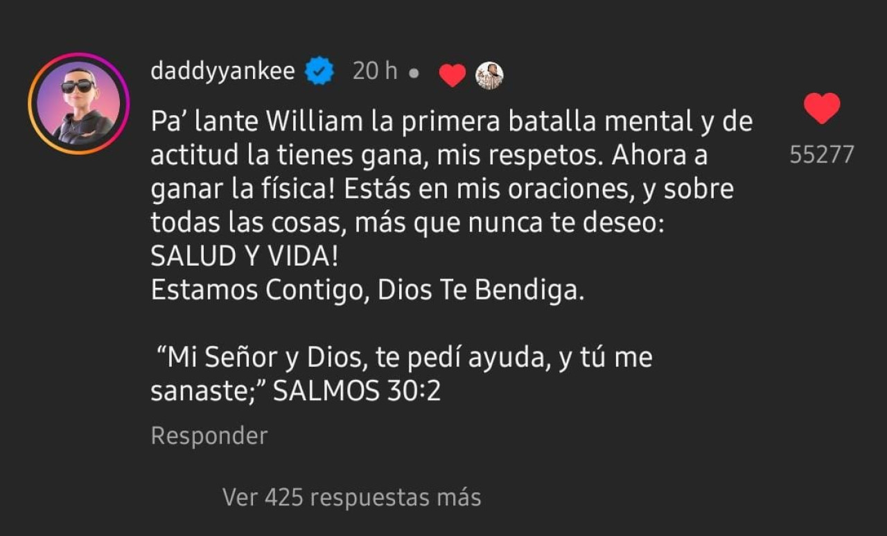 El mensaje de apoyo de Daddy Yankee a Don Omar. Foto: Instagram.