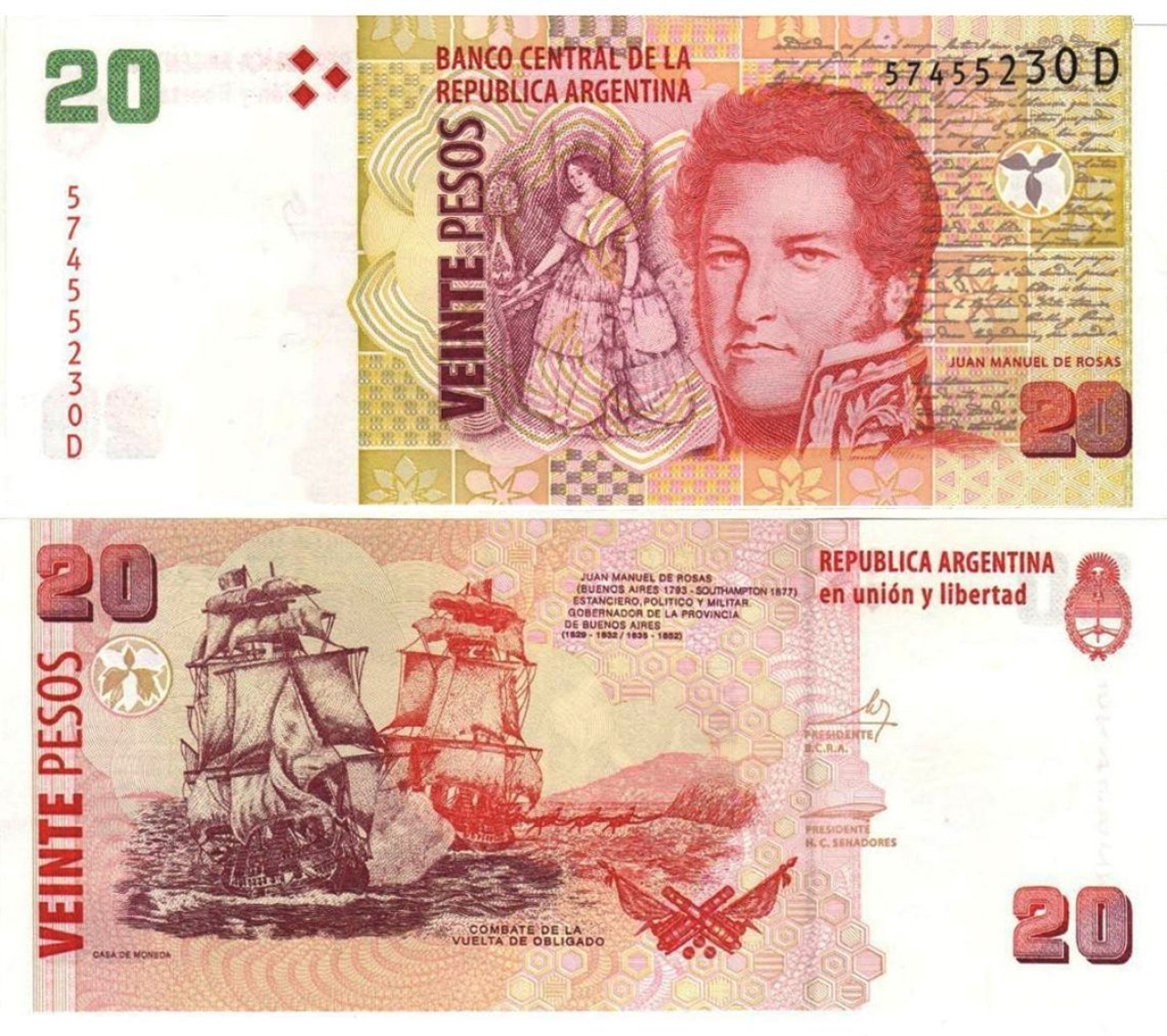 Billete de 20 pesos. Fuente: Captura.