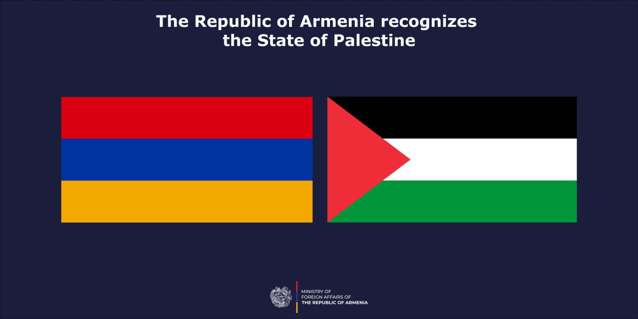 La publicación del Ministerio de Exteriores de Armenia sobre el reconocimiento a Palestina. Foto: EFE.